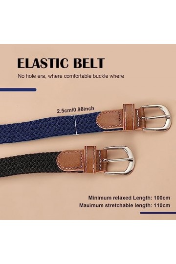 TSHAOUN 2 pièces Unisexe Ceinture Tressée Élastique Ceinture en Tissu Élastique,Vintage Tissu Élastique Tissé Tressé Extensib