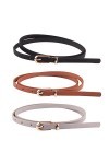 Ssiyiya Lot de 3 ceintures fines en cuir pour femme, ceinture fine réglable avec boucle en alliage pour robe, pantalon, jean 