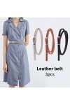 Ssiyiya Lot de 3 ceintures fines en cuir pour femme, ceinture fine réglable avec boucle en alliage pour robe, pantalon, jean 
