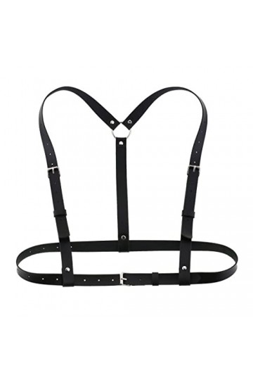 Ceinture de taille punk pour femme,ceinture corps en cuir PU pour femme,ceinture gothique chaîne poitrine noire,ceinture tail