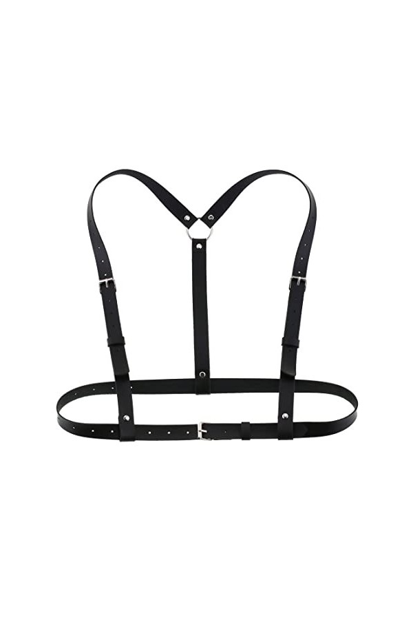 Ceinture de taille punk pour femme,ceinture corps en cuir PU pour femme,ceinture gothique chaîne poitrine noire,ceinture tail