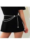 KIRALOVE - Ceinture en métal femme chaîne Médaille Vintage Retro pour robe argentée, argent, S