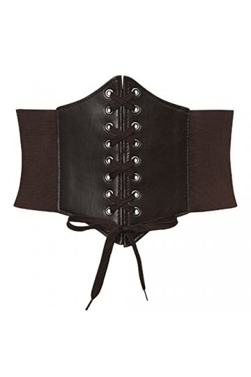 LICHUANUK Corset à lacets pour femmes élastique large bande attachée ceinture de taille Waspie harnais de hanche Convient pou