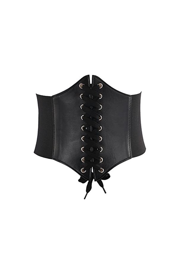 Ceinture corset noire pour femme vintage élastique large ceinture nouée ceinture serre-taille pour Halloween, mariage, vacanc