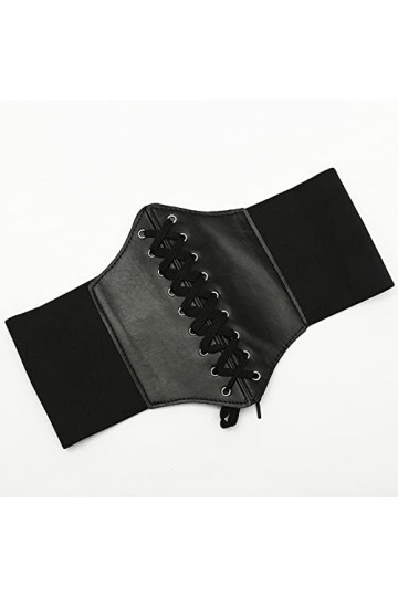 Ceinture corset noire pour femme vintage élastique large ceinture nouée ceinture serre-taille pour Halloween, mariage, vacanc