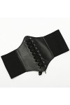 Ceinture corset noire pour femme vintage élastique large ceinture nouée ceinture serre-taille pour Halloween, mariage, vacanc