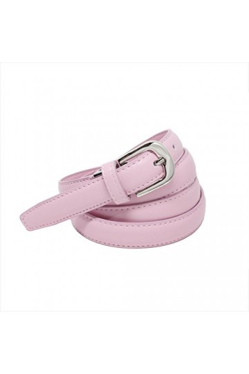 YEHMAN Ceinture femme classique fine 2 cm en croûte de cuir de vachette ajustable 120 cm Rose 
