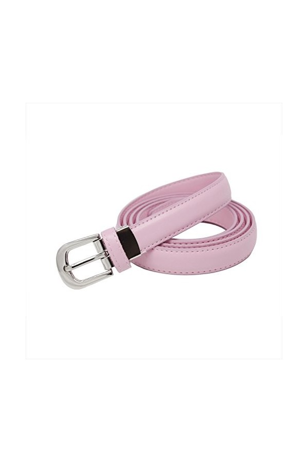 YEHMAN Ceinture femme classique fine 2 cm en croûte de cuir de vachette ajustable 120 cm Rose 