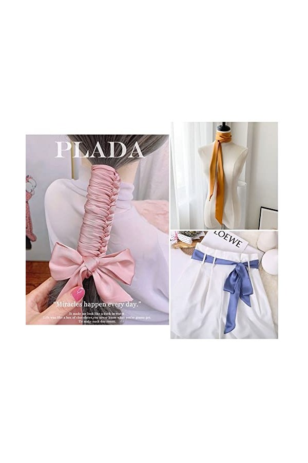 Ceinture en satin pour femme - 5 cm x 195 cm - Ruban imitation soie - Longue écharpe - Accessoire de chapeau, gris, 5cm*195cm