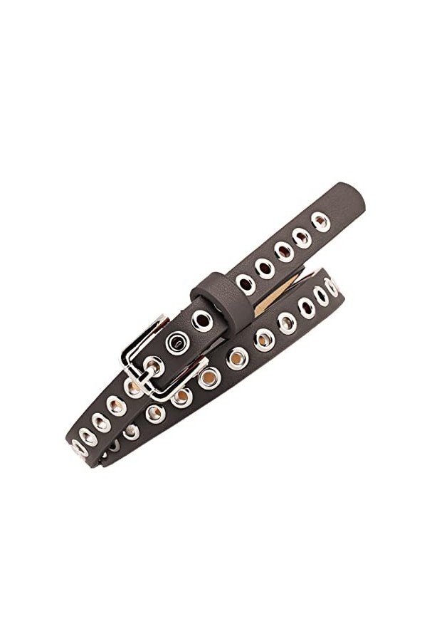 NiceYnn Femme Homme Ceinture Minceur en PU Cuir Ceintures à Oeillets pour Pantalon Robe Hip-hop Café