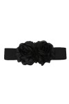 NiceYnn Femme Ceinture Élastique Bande Largeur 6cm Tressé Floral 2 Bouton-pression pour Costume Robe Veste Kaki