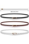 Nesloonp 3 Pièces Ceintures Fines pour Femme Skinny, Ceinture PU Fine Femmes avec Une Boucle à épingle en Alliage,Ceintures F