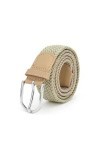 Ceinture extensible，Ceinture élastique tressé et Cuir，Unisexe Ceinture Tressée，Élastique Tressée Stretch Belt（beige）