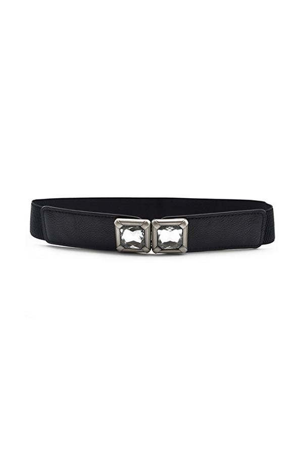Meschett Ceinture élastique extensible pour femme pour robe ceinture à boucle en strass brillant à la mode