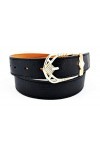KIRALOVE Ceinture fille - idée cadeau originale - noir - simili cuir - boucle - ceinture pour femme - excellente qualité stra