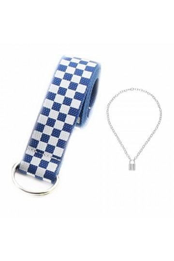 JinYu Ceinture et chaîne de fermeture pour femme en lin avec ceinture en forme déchiquier en D pour homme et femme - 135 cm 