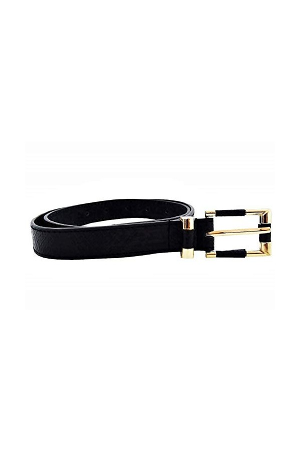 KIRALOVE Ceinture fille - idée cadeau originale - python noir - simili cuir - boucle dorée - ceinture pour femme - excellente