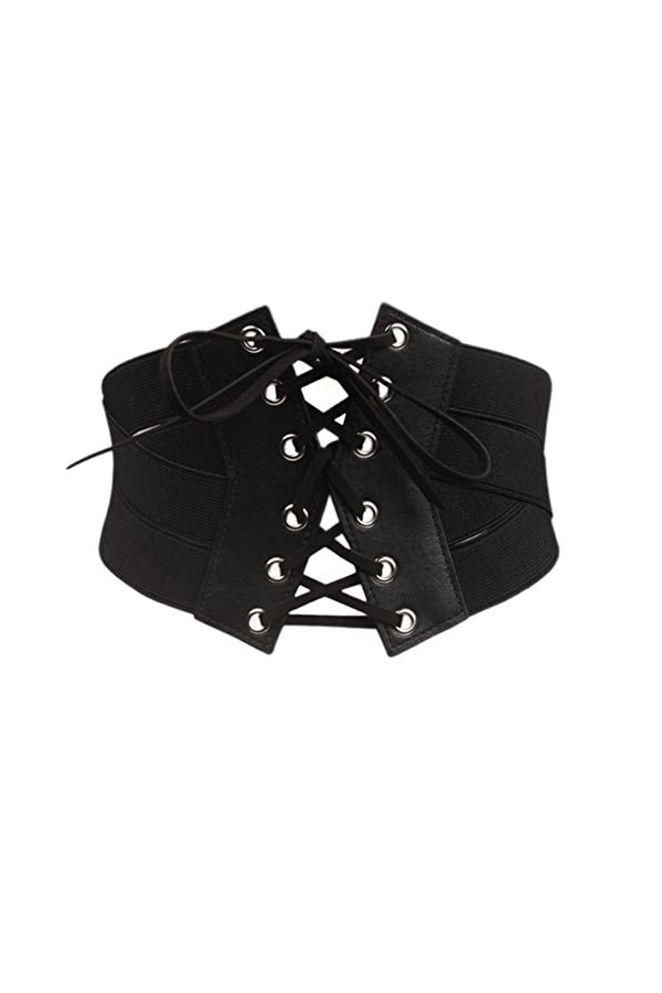 Ceinture corset pour femme - Ceinture élastique large nouée - Ceinture pour femme noir 