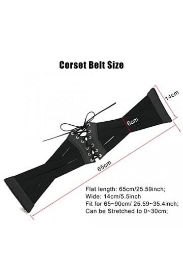 Ceinture corset pour femme - Ceinture élastique large nouée - Ceinture pour femme noir 