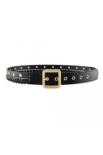 CHIC DIARY Ceinture en cuir synthétique tressé pour femme - Avec boucle en métal, modèle 1, taille unique