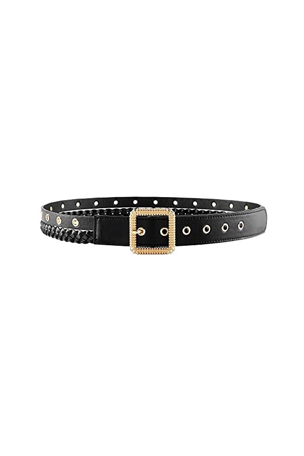 CHIC DIARY Ceinture en cuir synthétique tressé pour femme - Avec boucle en métal, modèle 1, taille unique