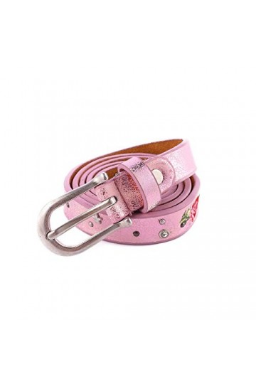 AnJuHoPa Ceinture femme pour jean avec taille fille strass Ceinture fleur rose brodée couleur tendance 2cm de large Ceinture 