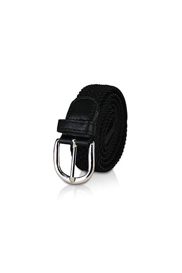 glomy * Ceinture élastique tressée pour garçons et filles, femmes et hommes de 2,50 cm de largeur, Noir , 90 cm