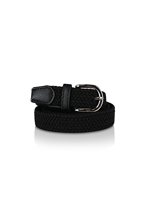 glomy * Ceinture élastique tressée pour garçons et filles, femmes et hommes de 2,50 cm de largeur, Noir , 90 cm