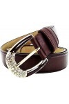 KIRALOVE Ceinture fille - ceinture pour femme - marron foncé - pour jeans - simili cuir - boucle idée originale - excellente 
