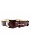 KIRALOVE Ceinture fille - ceinture pour femme - marron foncé - pour jeans - simili cuir - boucle idée originale - excellente 