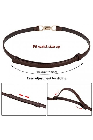 Firtink Lot de 3 ceintures fines réglables en cuir pour pantalons, jeans, robes, Noir, marron, chameau, taille unique