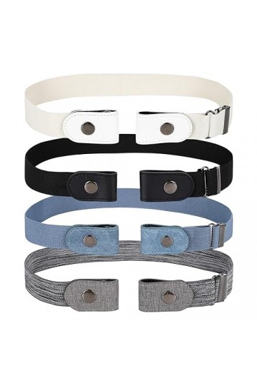 Hileyu 4 Pièces Femme Homme Ceinture sans Boucle,Ceinture Élastique Boucle Ceinture sans Boucle Invisible Unisexe,Ceinture Él