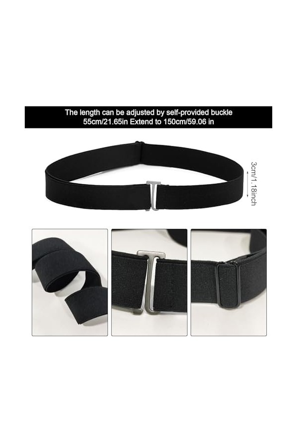 SKHAOVS 2 Pièces Ceinture Invisible pour Femme, Élastique ceinture avec Boucle Plate Ceinture Élastique Femme Ajustable Ceint