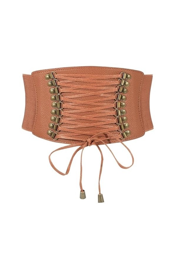 WERFORU Ceinture élastique large pour femme - Vintage - Stretch - Pour robe, C-marron, Länge 73cm für Taille Größe 65-74cm 