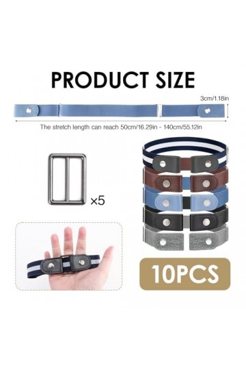 Zuroki 5pcs Ceintures Sans Boucle Élastiques, Ceinture Invisible Sans Boucle Réglable, Ceinture Extensible sans Boucle Ceintu
