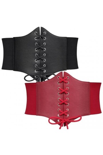 WERFORU Lot de 2 ceintures Waspie profondes pour femme - Large ceinture à lacets pour femme - Corset élastique - Pour fête d