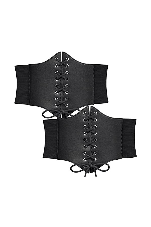 WERFORU Lot de 2 ceintures Waspie profondes pour femme - Large ceinture à lacets pour femme - Corset élastique - Pour fête d