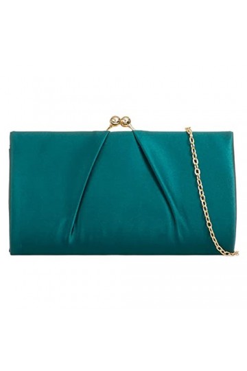 UShopUK Sac à main en satin pour mariage, bal de fin dannée, soirée, vert foncé, medium