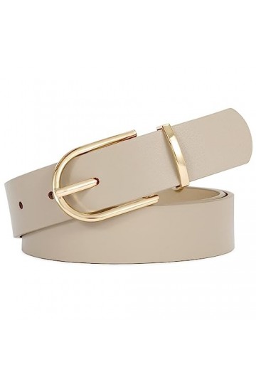 JasGood Ceinture en cuir pour femme - Ceinture tendance en cuir synthétique avec boucle dorée - Pour jeans, pantalons, robes,