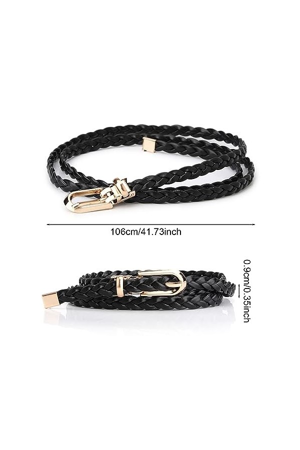 SKHAOVS 4 Pièces Ceinture Tressée Fine Femme, Mesdames Robe Ceinture Maigre Ceinture Tressée pour Femmes Pantalon ou Robe en 
