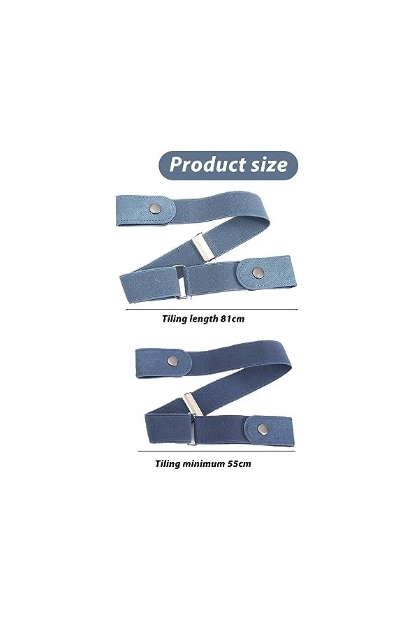 Sporgo Lot de 6 ceintures sans boucle : ceinture élastique invisible pour femme, réglable, sans boucle, avec 6 boucles pour j