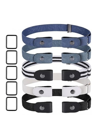 5 Ceintures sans Boucle pour Femmes et Hommes, Ceintures Elastiques Ajustables, Ceintures Souples sans Boucle, Ceintures Invi