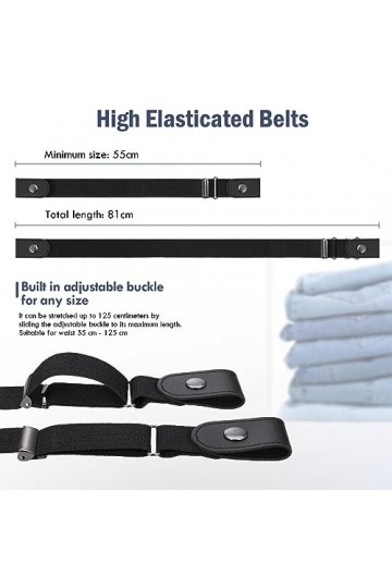 5 Ceintures sans Boucle pour Femmes et Hommes, Ceintures Elastiques Ajustables, Ceintures Souples sans Boucle, Ceintures Invi
