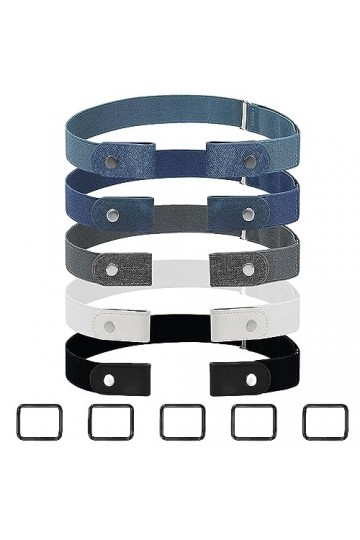 Ovtai 5 Pièces Ceinture Sans Boucle Femme, 56-111cm Ceinture Sans Boucle, Ajustable Ceinture Femme, Unisexe Ceinture Femme Sa