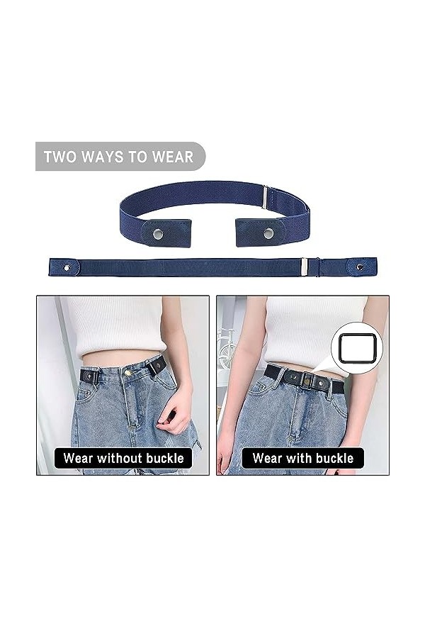 Ovtai 5 Pièces Ceinture Sans Boucle Femme, 56-111cm Ceinture Sans Boucle, Ajustable Ceinture Femme, Unisexe Ceinture Femme Sa
