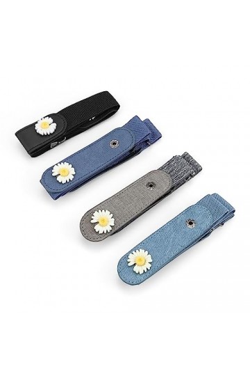 PARFCO Ceinture Sans Boucle, 4 Pièces Ceintures Femme Marguerite Forme, Réglable Cceinture Elastique Femme, Conception Sans P