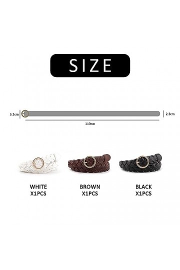 3 Ceintures Tissées, Ceinture Tissée Fine, Ceinture élastique Tissée, Ceinture pour Femme, Mode Décontractée, Convient pour A