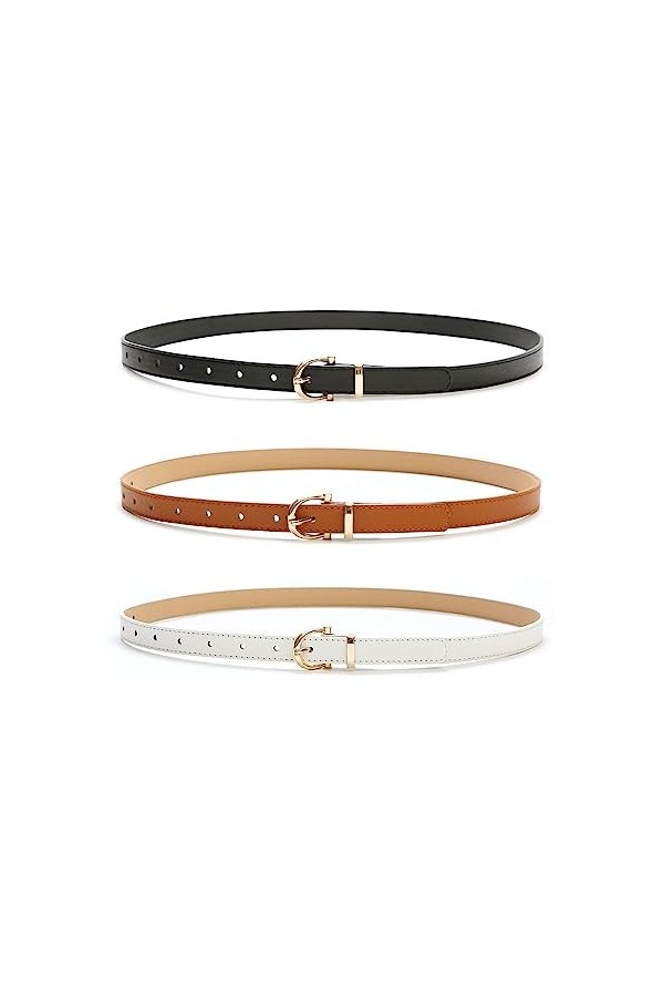 Lot De 3 Ceinture Fine Femme Ceinture Dorée Pour Robe Ceinture Femme en Cuir Ceinture Fine Taille RéGlable Ceinture Robe Femm