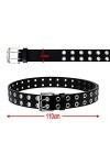 Xrten 2pcs Ceintures à Double Œillet, Ceinture Gothique Boucle Ceinture en Cuir, Ceinture Punk pour Femme Jeans Pantalon