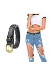 TODREMOU Ceinture Femme, Ceinture Cuir Noir, Ceinture fine de 2,3 cm SIZE-S 